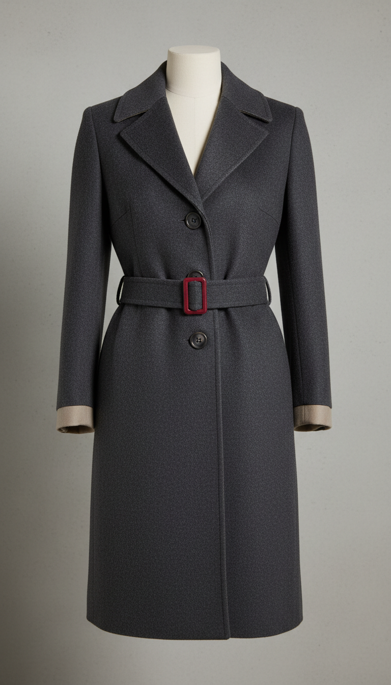Structured cashmere coat with oversized collar