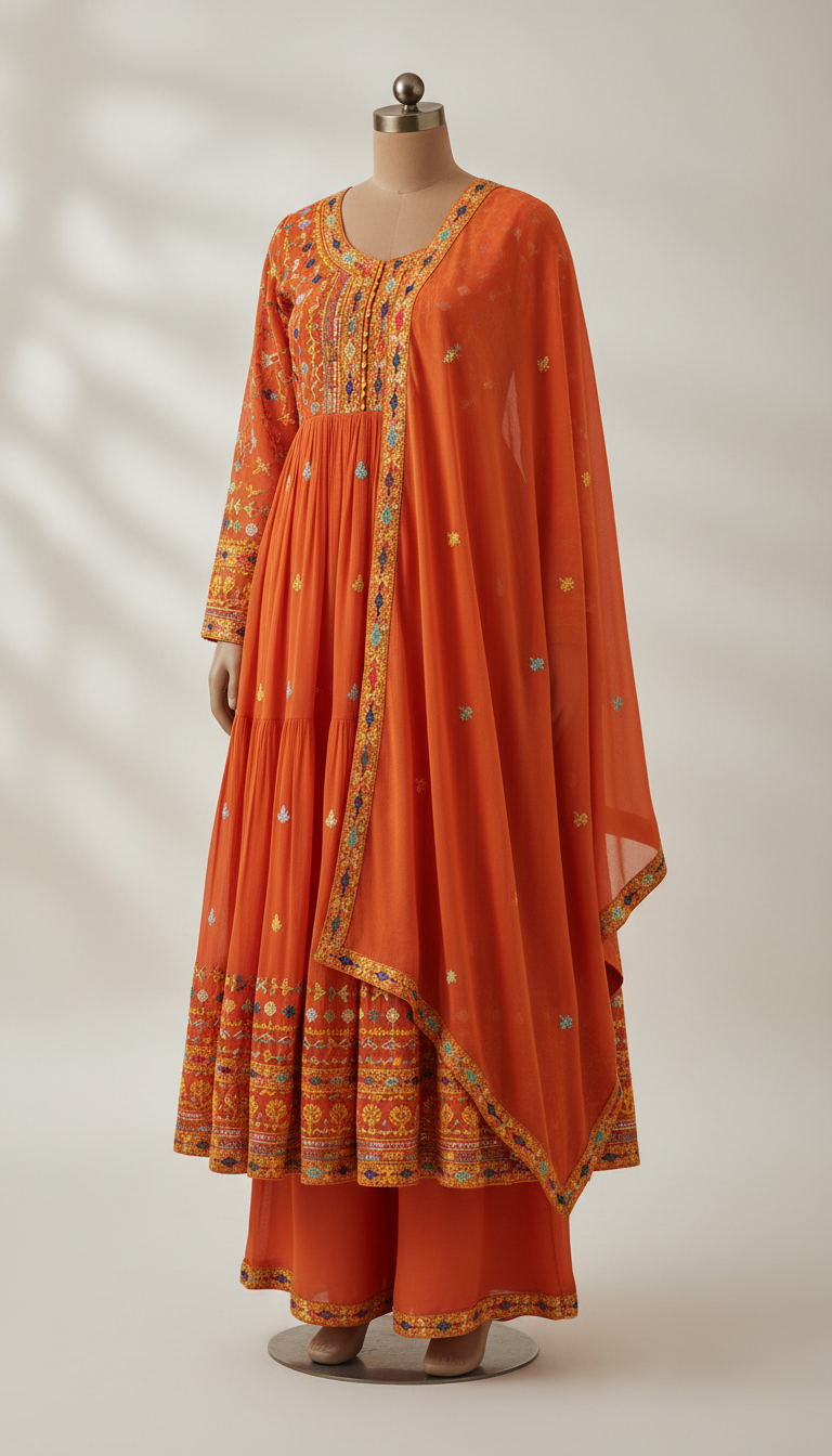 Marigold Chiffon Festive Set