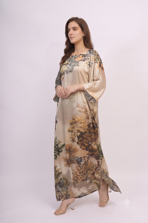 Botanical Print Kaftan — detail — alternate view
