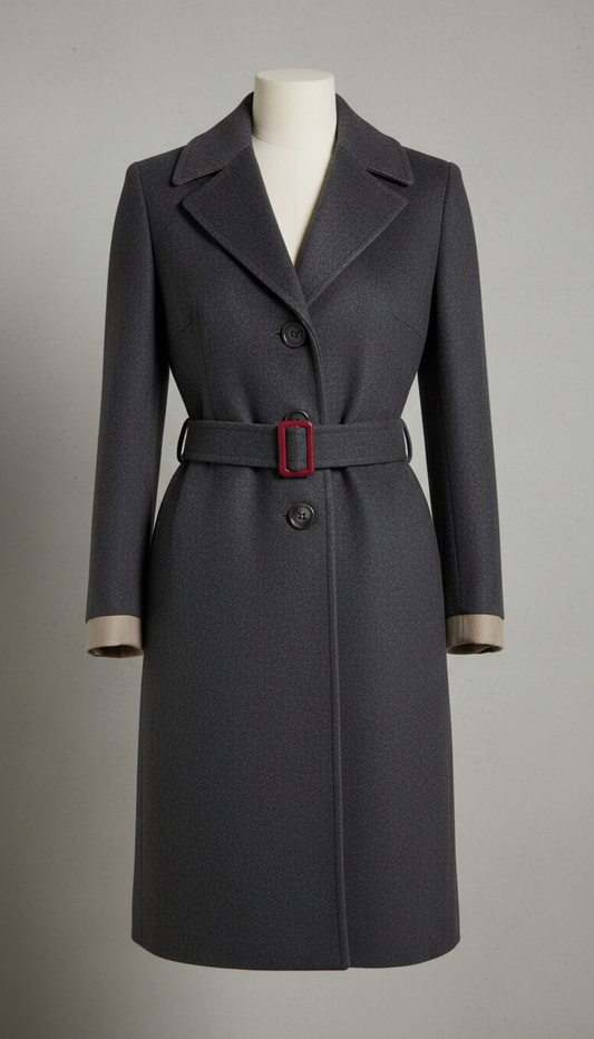 Structured cashmere coat with oversized collar