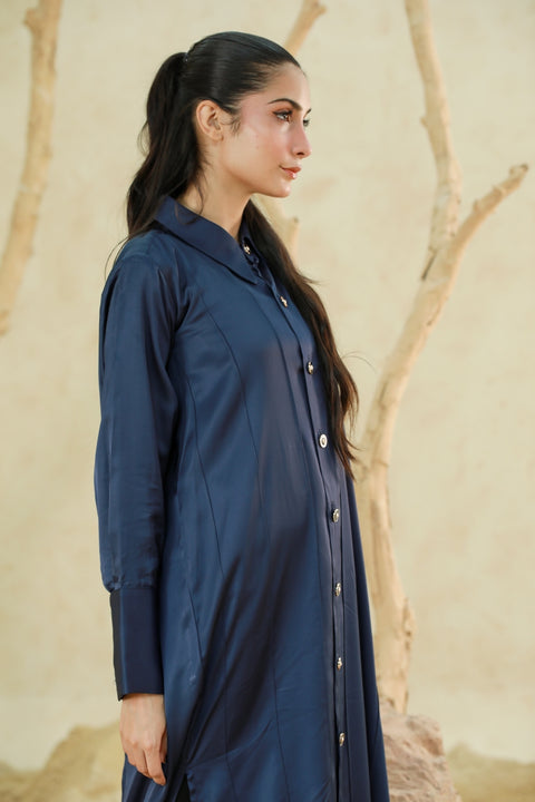 Silk Button down dress — alternate view