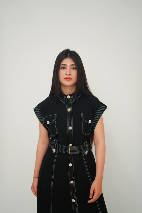 Contrast Stitched Dress — alternate view
