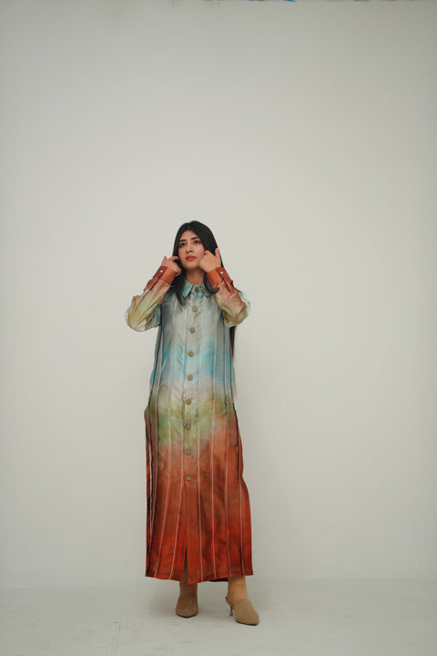 Sublimation Print Button Down Dress — alternate view