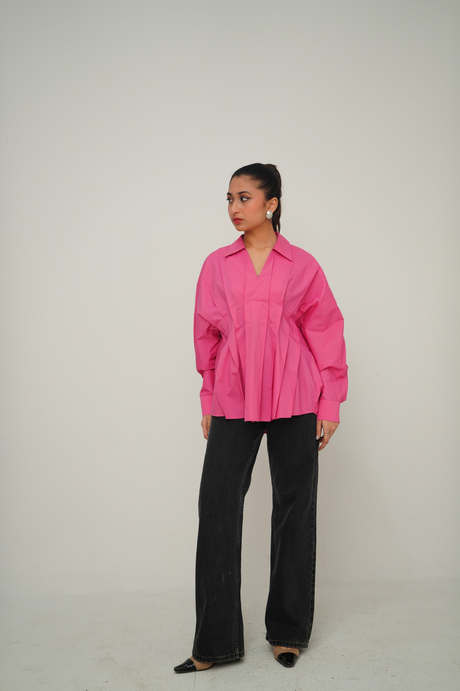 Hand Pleated Collar Shirt