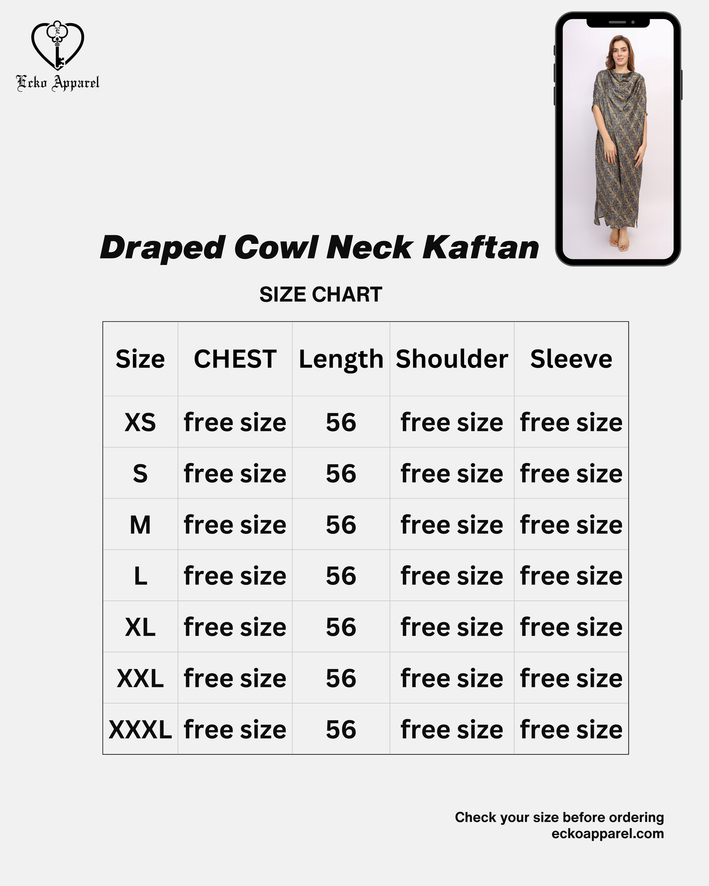 Draped Cowl Neck Kaftan