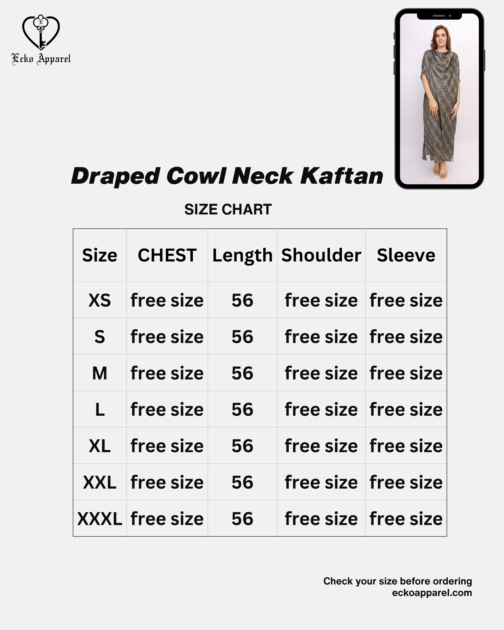 Draped Cowl Neck Kaftan