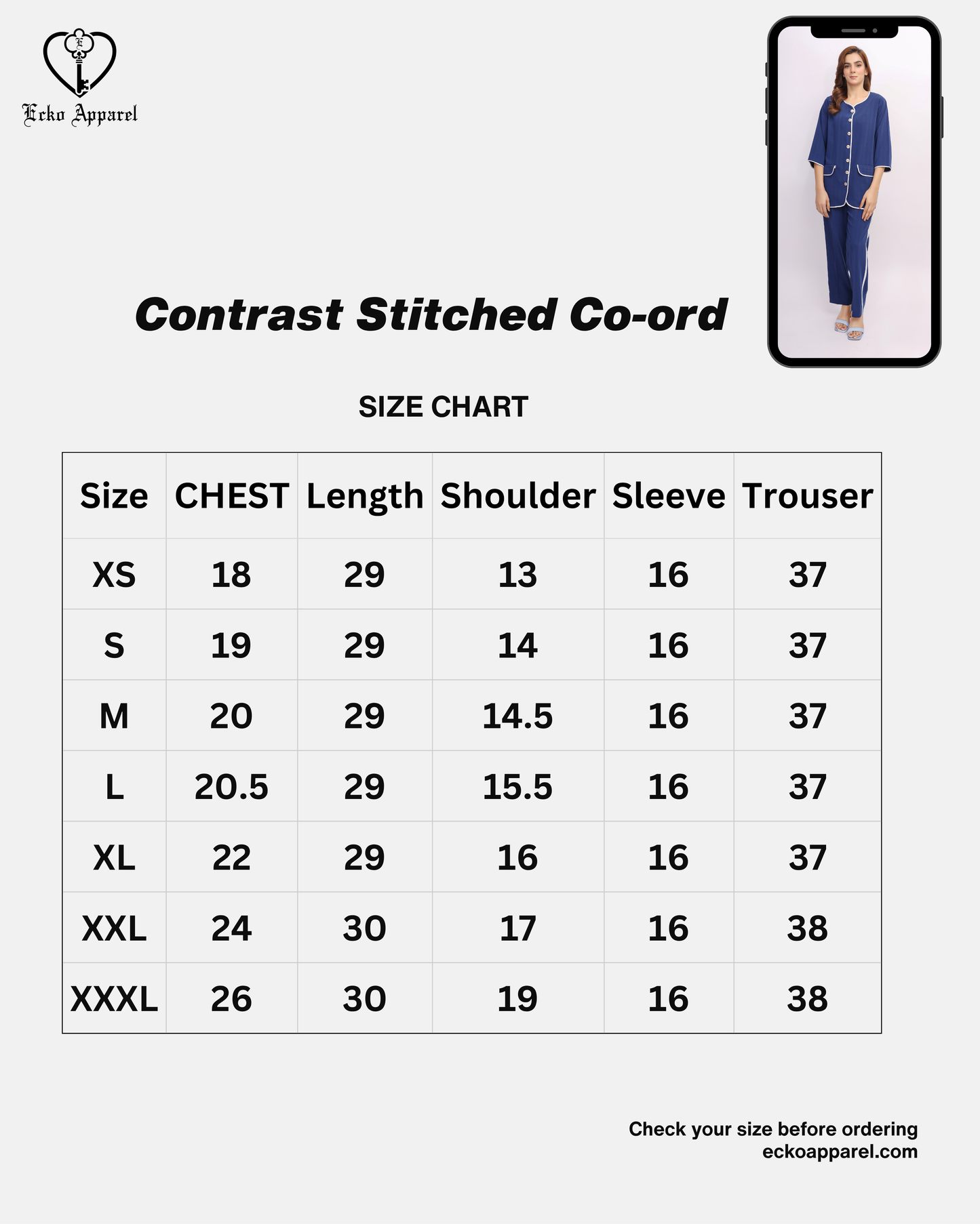 Contrast Stitched Co-ord